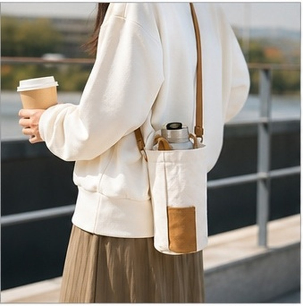 Outdoor Sport Glass Water Bottle - Sport-Wasserflaschentasche, tragbar, aus Canvas, mit Schultergurt